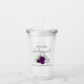 Paarse Boho Rozen Elegante bruidsmeisje bruiloft Acryl Drinkbeker (Voorkant)