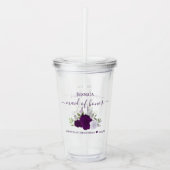 Paarse Boho Rozen Elegante Maid of Honor bruiloft Acryl Drinkbeker (Voorkant)
