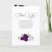 Paarse Boho Rozen & Foto Elegant Huwelijk Programma (Achterkant)