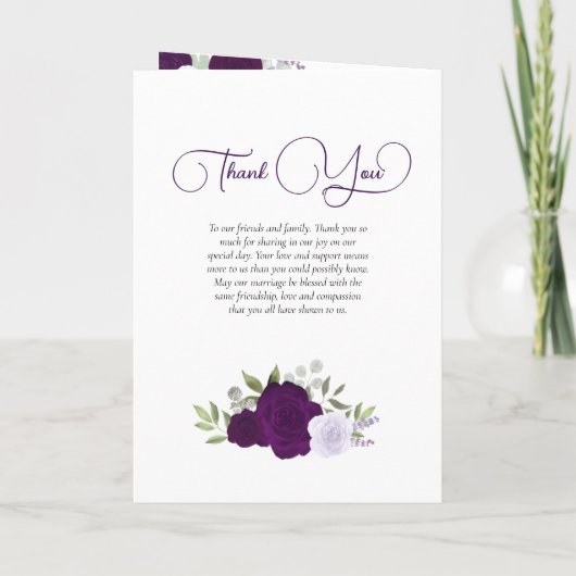 Paarse Boho Rozen & Foto Elegant Huwelijk Programma (Achterkant)