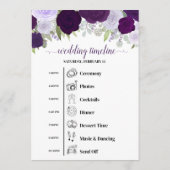 Paarse Boho Rozen Huwelijksevenementen & Tijdlijn Programmakaart (Achterkant)