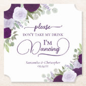 Paarse Boho Rozen Pak M'n Drank Niet Trouwfeest Kartonnen Onderzetters (Voorkant)