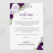 Paarse Boho Rozen Trouw Welkom & Programmaboekje Programmakaart (Voorkant)