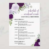 Paarse Boho Rozen Trouwfeesten & Tijdschema Programmakaart (Voorkant)