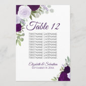 Paarse Boho Rozen Wedding Seating Chart Kaart Grot (Achterkant)