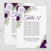 Paarse Boho Rozen Wedding Seating Chart Kaart Grot (Voorkant / Achterkant)