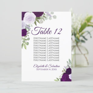 Paarse Boho Rozen Wedding Seating Chart Kaart Grot