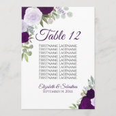 Paarse Boho Rozen Wedding Seating Chart Kaart Grot (Voorkant)