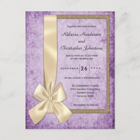 Paarse Boho rustieke bruiloft Briefkaart (Voorkant)