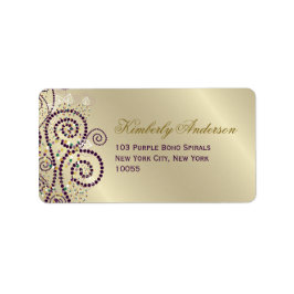 Paarse Boho spirals Birthday Weddenschap Etiket