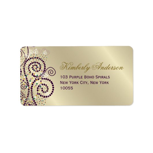 Paarse Boho spirals Birthday Weddenschap Etiket (Voorkant)