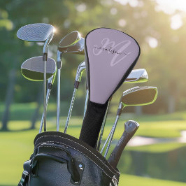 Paarse Boho Stijlvol Script Monogram en Naam Golfheadcover