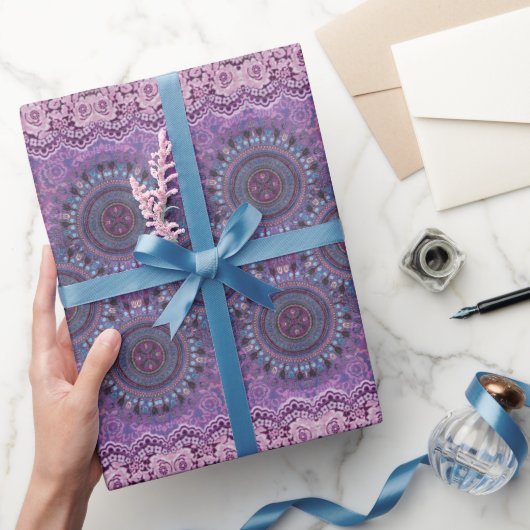 Paarse Boho Style Cadeaupapier (Geschenken)