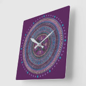 Paarse Boho Style Clock Vierkante Klok (Hoek)
