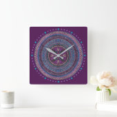Paarse Boho Style Clock Vierkante Klok (Huis)