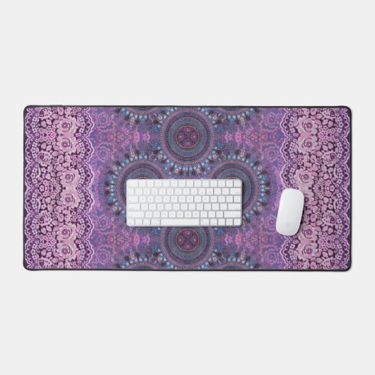 Paarse Boho Style Desk Mat (Keyboard & Muis)