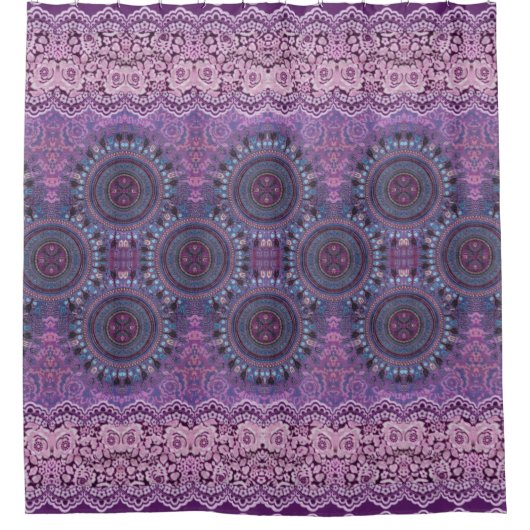 Paarse Boho Style Douchegordijn (Voorkant)