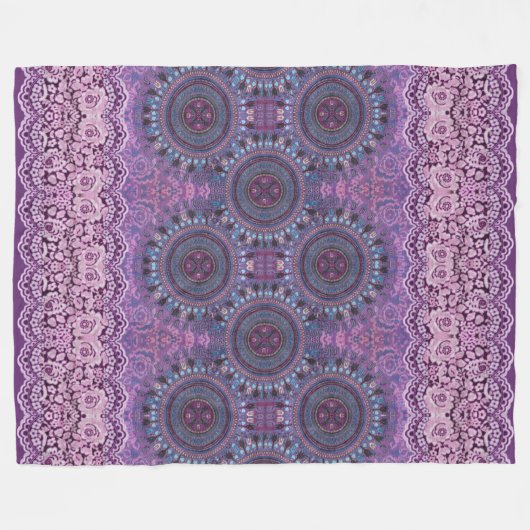 Paarse Boho Style Fleece Deken (Voorkant (Horizontaal))