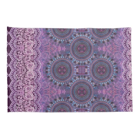 Paarse Boho Style Kussensloop (Achterkant-Rechts)