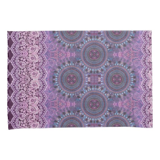 Paarse Boho Style Kussensloop (Voorkant-Rechts)