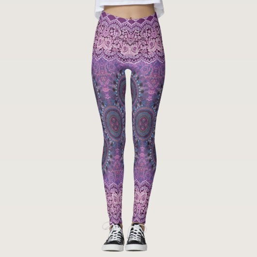 Paarse Boho Style Leggings (Voorkant)