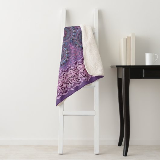 Paarse Boho Style Sherpa Deken (In situ)