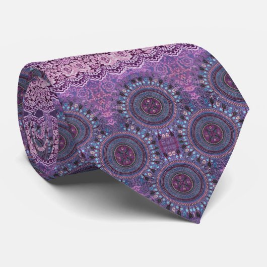 Paarse Boho Style Stropdas (Opgerold)