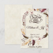 Paarse boho veren save the date (Voorkant / Achterkant)