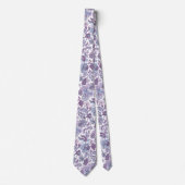 Paarse Boho Vintage Bloemendruk Stropdas (Voorkant)