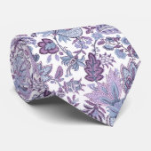 Paarse Boho Vintage Bloemendruk Stropdas (Opgerold)