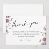 Paarse Boho Waterverf Bloemen Bruiloft Dank u Bedankkaart (Voorkant / Achterkant)