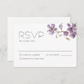 Paarse Boho Waterverf Bloemen Bruiloft RSVP Kaart (Voorkant / Achterkant)