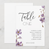 Paarse Boho-waterverf Orchideeën Bruiloft Tafelkaa Kaart (Voorkant / Achterkant)