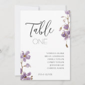 Paarse Boho Waterverf Orchideeën Trouwtafelkaart Kaart (Voorkant)