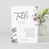 Paarse Boho Waterverf Orchideeën Trouwtafelkaart Kaart (Staand voorkant)