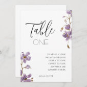 Paarse Boho Waterverf Orchideeën Trouwtafelkaart Kaart (Voorkant / Achterkant)