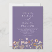 Paarse Boho Wildflower Garden Wedding Kaart (Voorkant)