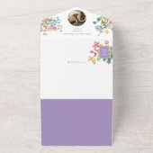Paarse Boho Wildflower Trouwfeest All In One Uitnodiging (Buitenkant)