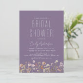 Paarse Boho Wildflower Vrijgezellenfeest Elegant Kaart (Staand voorkant)