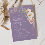 Paarse Boho Wildflower Vrijgezellenfeest Elegant Kaart<br><div class="desc">Minimalistisch Wildflower Boho Elegant en Modern Script Vrijgezellenfeest for Autumn (Herfst),  Winter,  Spring of Summer Invitations - omvat prachtige en elegante scripttypografie voor de speciale Bride die voor de viering van de bruiloft moet zijn.</div>