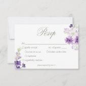 Paarse Boho Wildflowers White Wedding Dinner RSVP Kaartje (Voorkant)