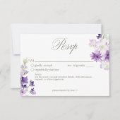 Paarse Boho Wildflowers Witte bruiloft RSVP Kaartje (Voorkant)