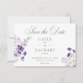 Paarse Boho Wildflowers Witte bruiloft Save The Date (Voorkant)