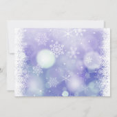 Paarse Bokah Snowflakes Winter Weddenschap Kaart (Achterkant)