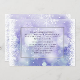 Paarse Bokah Snowflakes Winter Weddenschap Kaart