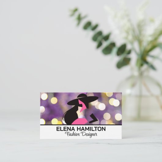 Paarse Bokeh achtergrond | Mode Model Logo Visitekaartje (Staand voorkant)