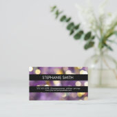 Paarse Bokeh Black Stripes Visitekaartje (Staand voorkant)