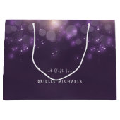 Paarse Bokeh Elegant Sparkle Glow met naam Large Cadeautasje (Voorkant)