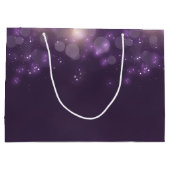 Paarse Bokeh Elegant Sparkle Glow met naam Large Cadeautasje (Achterkant)