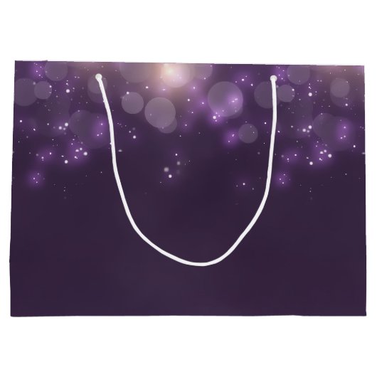 Paarse Bokeh Elegant Sparkle Glow met naam Large Cadeautasje (Achterkant)